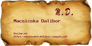 Macsicska Dalibor névjegykártya
